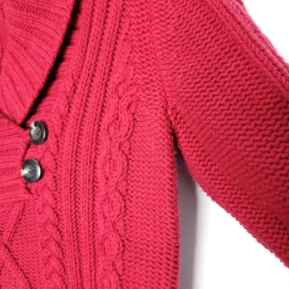 EDDIE BAUER Shawl Collar Chunky Cable Knit Sweater Women's SMALL - Picture 11 of 12